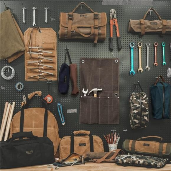 Roll Up Pouch, Heavy Duty Waxed Canvas Tool Bag Tool Organizer Bag - Picture 6 of 7